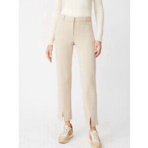 J. Mclaughlin Tan Deanne Straight Leg Split Leg Hem Pants 14 Quiet Luxury Office